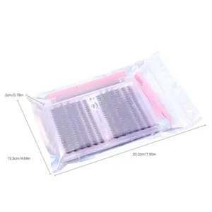Kit d'extensions de cils DIY en emballage holographique avec pince à épiler rose