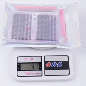 Vue détaillée du kit d'extension de cils DIY comprenant 12 rangées et des outils