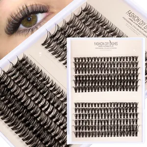 DIY Ciglia a Grappolo Individuali Kit Estensione Ciglia in Finta Martora Con Colla Pinzette Pennello per Donna Trucco Naturale 3D