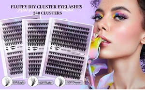 Détails de 240 grappes de faux cils DIY fluffy avec densités 30P, 40P et 50P