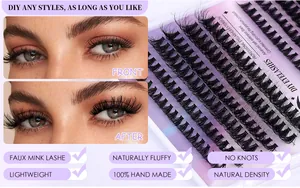 Détails macro de faux cils individuels faits main avec densité naturelle et texture ultra légère