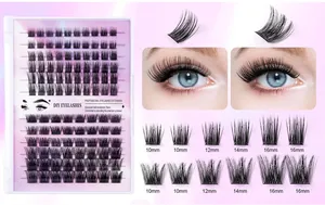 Details zum DIY Wimpernverlängerung-Set mit schwarzen Kunstfaserwimpern in verschiedenen Längen