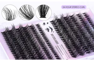 Gros plan de segments de cils DIY montrant la courbure 24h et les fibres denses