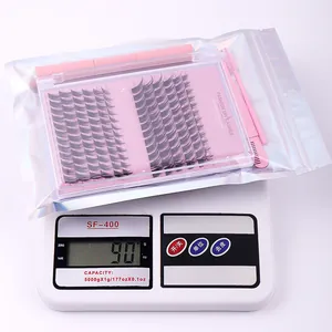 Σετ βλεφαρίδων DIY με ροζ βουρτσάκι σε ασημένια θήκη, συνολικό βάρος περίπου 90g
