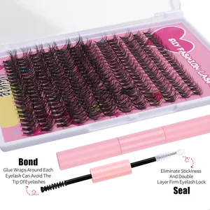 DIY cluster lashes set with large capacity box and double-ended bond and seal tool