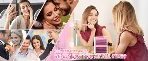 Détail du kit d'extension de cils en grappe avec scènes de vie et application facile