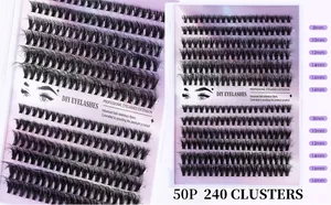 Kit d'extensions de cils DIY longueurs mixtes 8-16mm sur emballage fond violet