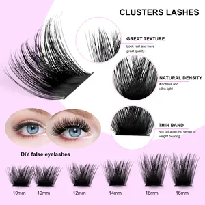 DIY Cluster-Wimpern Set in 10-16mm Länge mit natürlicher Dichte und dünnem Band
