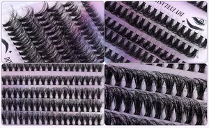Détails macro des faux cils individuels en pack de 12 rangées pour maquillage DIY naturel