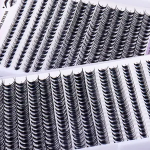 DIY cluster eyelash extension kit with 14 rows of black synthetic fiber lashes