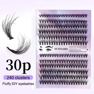 Kit de faux cils DIY avec 240 bouquets de cils en segments individuels 30P