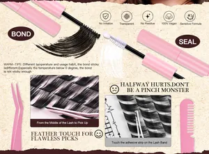 Essential DIY eyelash extension kit including pink applicator tweezers and lash bond seal