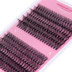 Kit d'extension de cils DIY avec faux cils individuels noirs sur un support rose
