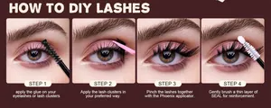 Step-by-step tutorial for DIY eyelash extension kit featuring clusters and glue