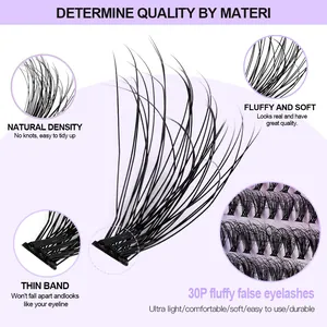 30P faux cils individuels DIY effet plumeux avec densité naturelle et bande ultra fine