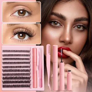 Faux Cils en Grappe DIY Extension Allongement Naturel Dense 3D Recourbé Greffe Individuelle Cils Pour Maquillage Quotidien Fête Outils Beauté