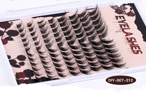 Detail view of DIY segment eyelashes in 12-18mm length with Gothic rose design packaging