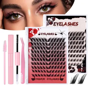 Professional DIY Cluster Eyelashes Extension Kit D Curl Individual Segmented Lashes With Application Tools Glue Tweezers Brush Set