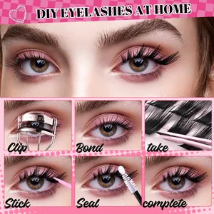 Kit extension ciglia finte fai-da-te 144 ciuffi con accessori per effetto 12-18mm