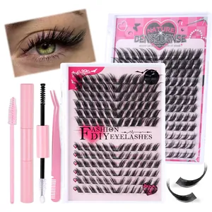 Kit extension ciglia a ciuffetti fai-da-te con colla e applicatore per volume denso