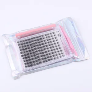 Detailliertes DIY Wimpernverlängerungs-Set mit 140 Clustern, Pinzette und Versiegelung