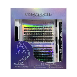 Kit ciglia a grappolo fai-da-te con extension russe D-curl e strumenti di incollaggio