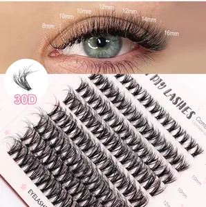 Détail du kit de faux cils 30D DIY avec longueurs variées de 8mm à 16mm