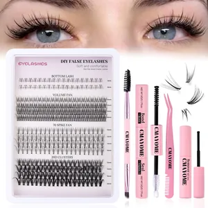 DIY Lash Clusters Kit Individual Eyelashes Mixed Length Volume D Curl Spike Clusters With Lash Bond And Seal Remover Tweezer Brush For Women Eye Makeup