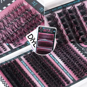 DIY cluster eyelash kit with Russian volume style, D curly lashes in 12-18mm lengths