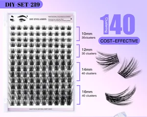 Details von DIY Wimpern-Clustern in 10-16mm Länge mit 140 natürlichen Büscheln