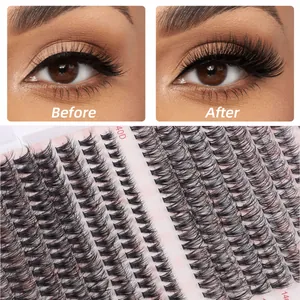 DIY 40D cluster lash set with 14mm length for natural eyelash extension effect