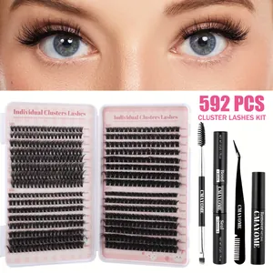 592 clusters DIY eyelash extension kit with 8-16mm lashes and professional tools