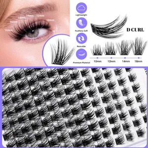 D-Curl DIY Cluster Wimpernverlängerung in 10-16mm für einen voluminösen Feder-Look