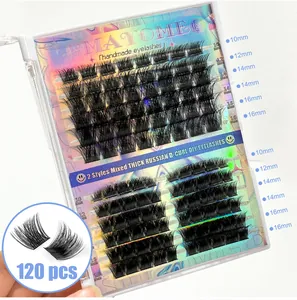 Dettaglio set 120 ciglia finte a ciuffetti D-curl con lunghezze da 10mm a 16mm