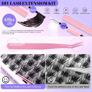 DIY Wimpernverlängerungs-Set mit Bond, Versiegelung, Pinzette und 140 dichten Wimpernbündeln