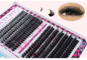 Detail of DIY individual lash clusters showing 10-16mm mixed lengths and 60D 80D volume