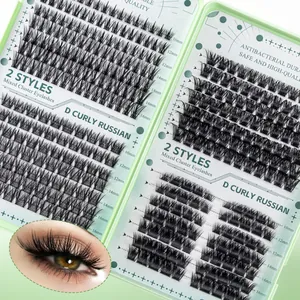 Kit d'extensions de cils DIY en grappes, styles œil de renard et chat, courbure D 10-16mm