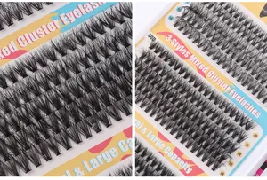 Detailed macro view of 40D cluster lash mix 10-18mm in high-quality synthetic fiber