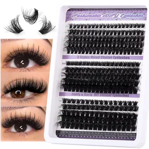 DIY cluster lashes set in 60D 80D 100D for a dense curly eyelash extension look