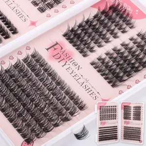 DIY wimperextensions set met dichte zwarte synthetische vezels in hartvormige doos