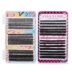 DIY cluster lash extensions kit with 30D 40D 50D mixed density in a large white case
