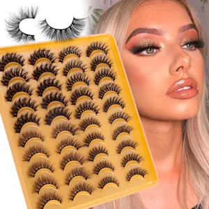 20 Paar flauschige 3D-Faux-Nerzwimpern Set mit dichtem Volumen und natürlichem Schwung