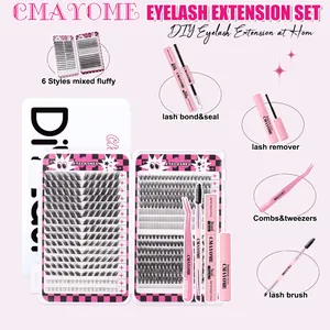 Comprehensive DIY eyelash cluster kit with bond, seal, remover and tweezers