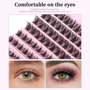 Kit de faux cils segmentés DIY avec pince et colle pour un effet œil de manga naturel