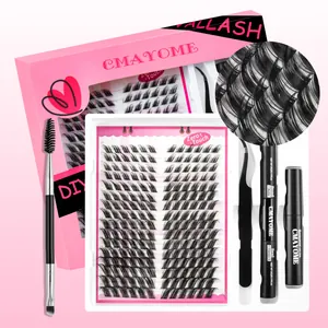DIY cluster eyelash extension kit with glue tweezers and lashes 10-16mm length