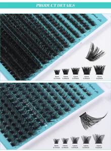 Vue détaillée du kit de faux cils individuels 8-16mm avec spécifications de longueur