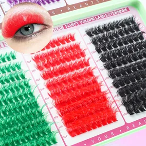 Kit 580 clusters de extensiones de pestañas de colores DIY con pestañas de volumen denso