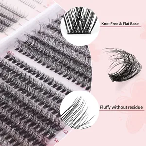 Set ciglia finte a ciuffetti 40D con base piatta senza nodi, da 5mm a 16mm