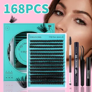 Kit De Faux Cils Individuels Avec Bond Seal Remover Pince Brosse Extensions En Fibre Synthétique Pour Maquillage Des Yeux Femme