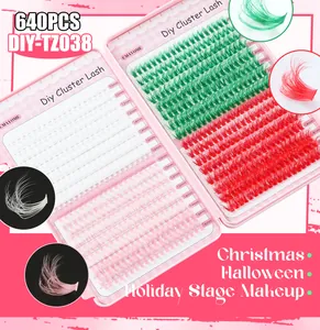 Détail de 640 grappes de faux cils colorés DIY en longueurs de 10 à 16 mm